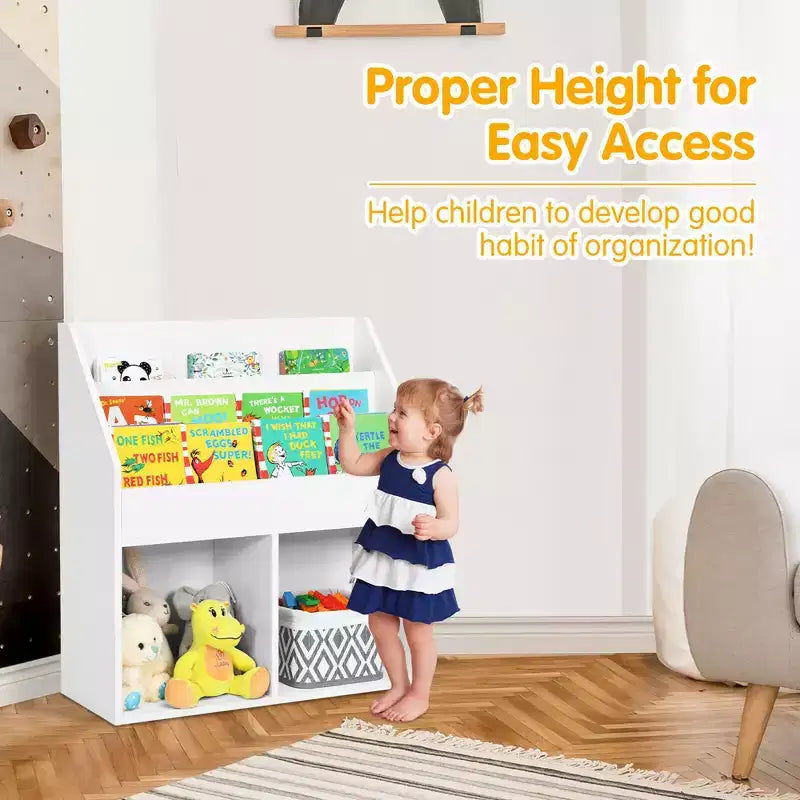 Costway Libreria per Bambini Scaffale in Legno Mobile Organizzatore Giocattoli