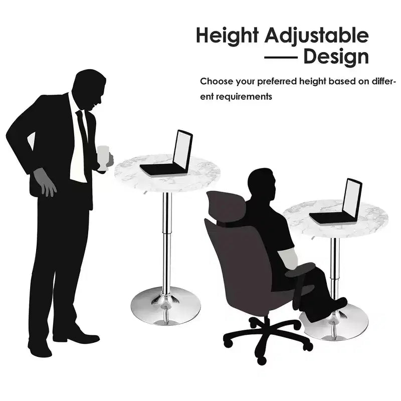 Costway Set 4 Tavoli da Bistrò Rotondi Regolabili in Altezza Girevoli a 360° Bianchi/Neri