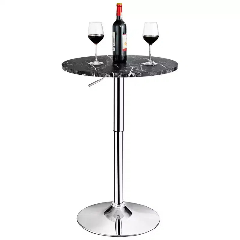 Costway Set 4 Tavoli da Bistrò Rotondi Regolabili in Altezza Girevoli a 360° Bianchi/Neri