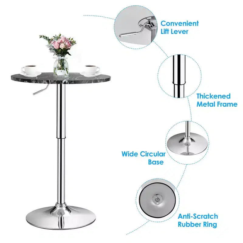 Costway Set 4 Tavoli da Bistrò Rotondi Regolabili in Altezza Girevoli a 360° Bianchi/Neri