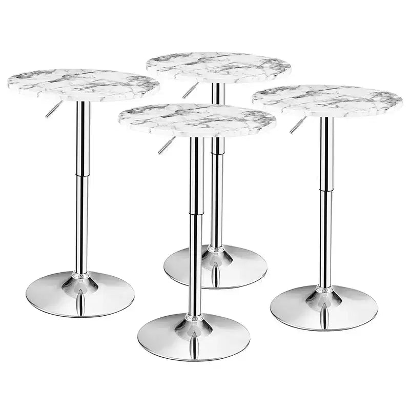 Costway Set 4 Tavoli da Bistrò Rotondi Regolabili in Altezza Girevoli a 360° Bianchi/Neri