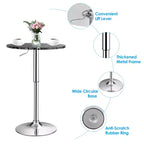 Costway 6 PZ Tavolo rotondo da bistrot regolabile in altezza girevole a 360 gradi Bianco/Nero
