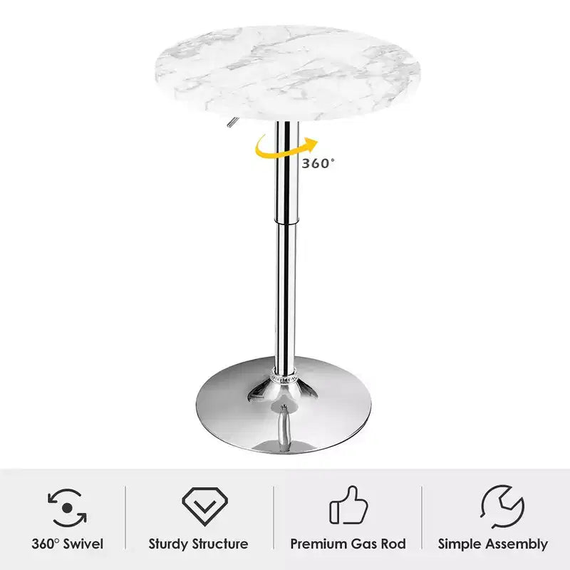 Costway 6 PZ Tavolo rotondo da bistrot regolabile in altezza girevole a 360 gradi Bianco/Nero