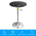 Costway 6 PZ Tavolo rotondo da bistrot regolabile in altezza girevole a 360 gradi Bianco/Nero