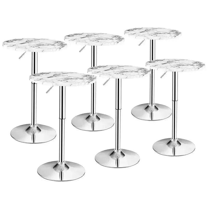 Costway 6 PZ Tavolo rotondo da bistrot regolabile in altezza girevole a 360 gradi Bianco/Nero