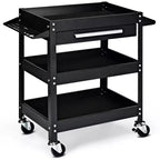 Carrello Portautensili a Tre Ripiani Costway con Cassetto e Armadietto Organizer Mobile per Officina