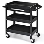 Carrello Portautensili a Tre Ripiani Costway con Cassetto e Armadietto Organizer Mobile per Officina
