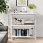 Costway Libreria in Legno a 3 Ripiani Scaffale Aperto con Design a X Autoportante NeroMarroneNaturaleBianco