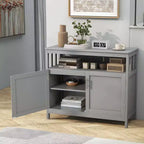 Costway Mobile Credenza da Cucina con 2 Ante e Scaffale Bianco/Nero/Grigio