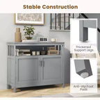 Costway Mobile Credenza da Cucina con 2 Ante e Scaffale Bianco/Nero/Grigio