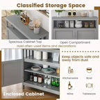 Costway Mobile Credenza da Cucina con 2 Ante e Scaffale Bianco/Nero/Grigio