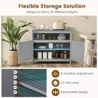 Costway Mobile Credenza da Cucina con 2 Ante e Scaffale Bianco/Nero/Grigio