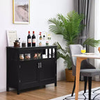 Costway Mobile Credenza da Cucina con 2 Ante e Scaffale Bianco/Nero/Grigio