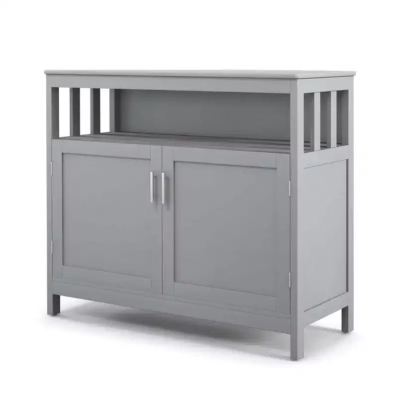 Costway Mobile Credenza da Cucina con 2 Ante e Scaffale Bianco/Nero/Grigio