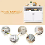 Costway Mobile Credenza da Cucina con 2 Ante e Scaffale Bianco/Nero/Grigio