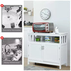 Costway Mobile Credenza da Cucina con 2 Ante e Scaffale Bianco/Nero/Grigio