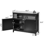 Costway Mobile Credenza da Cucina con 2 Ante e Scaffale Bianco/Nero/Grigio