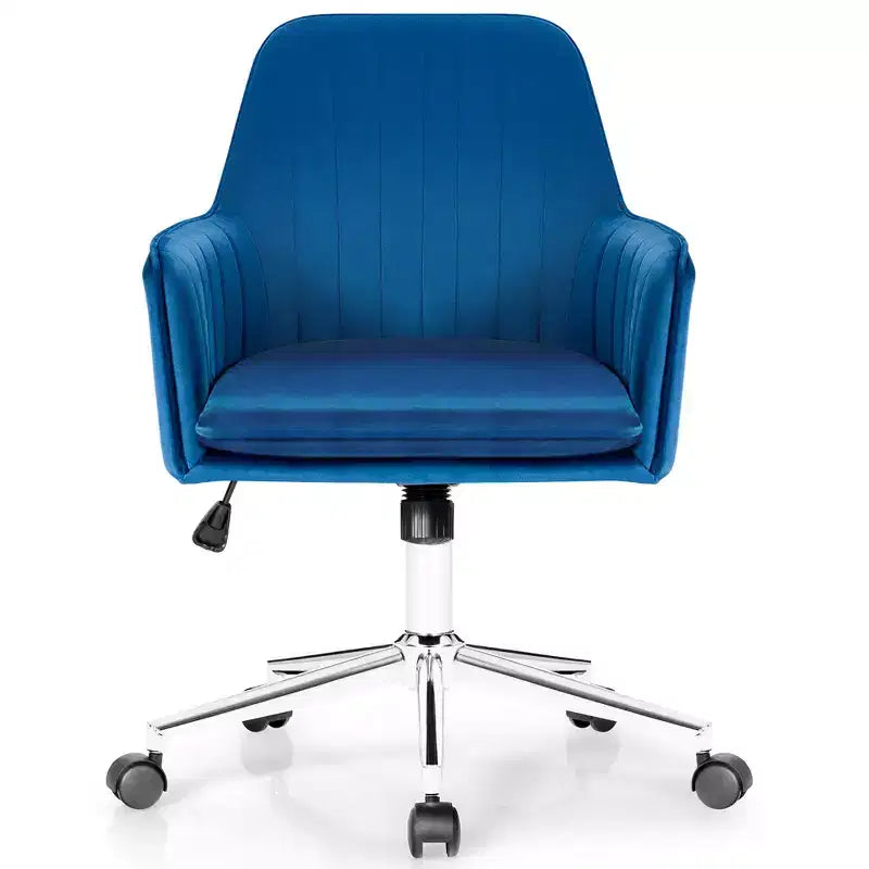 Poltrona da Ufficio Costway in Velluto Girevole Regolabile con Cuscino Rimovibile Rosa\Blu\Grigio