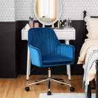 Poltrona da Ufficio Costway in Velluto Girevole Regolabile con Cuscino Rimovibile Rosa\Blu\Grigio