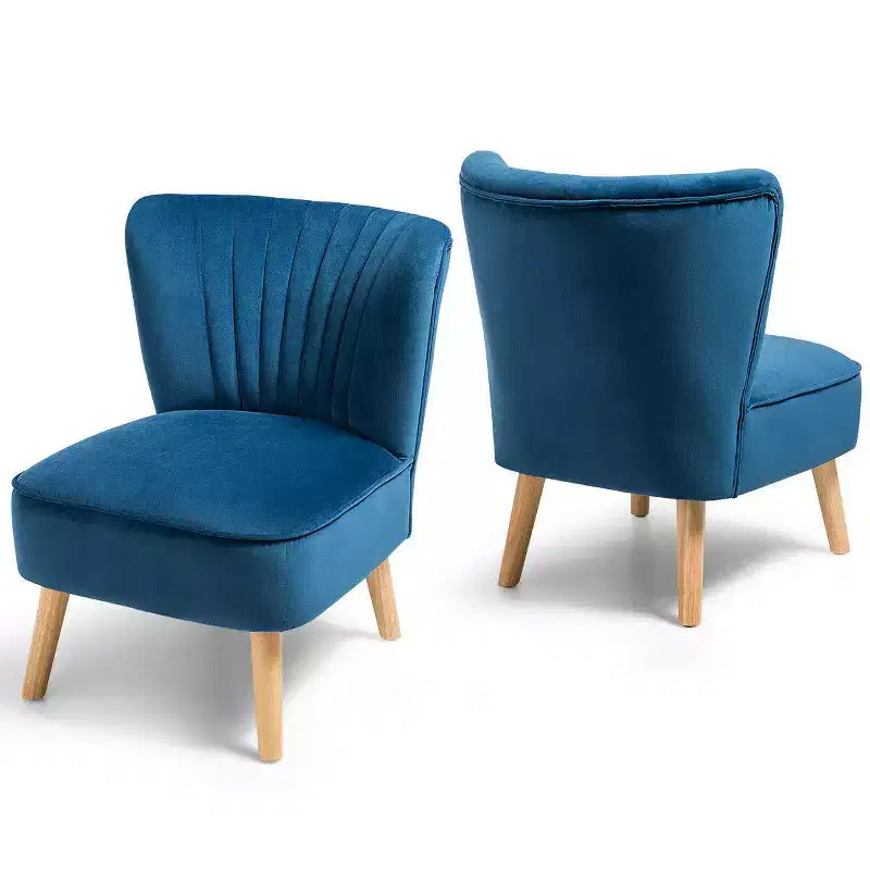 Costway Poltrona accent 2 pz Poltrona singola senza braccioli con gambe in legno