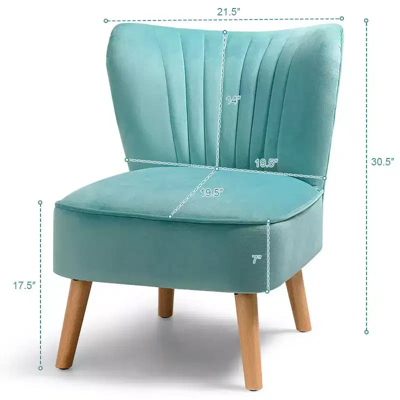 Costway Poltrona accent 2 pz Poltrona singola senza braccioli con gambe in legno