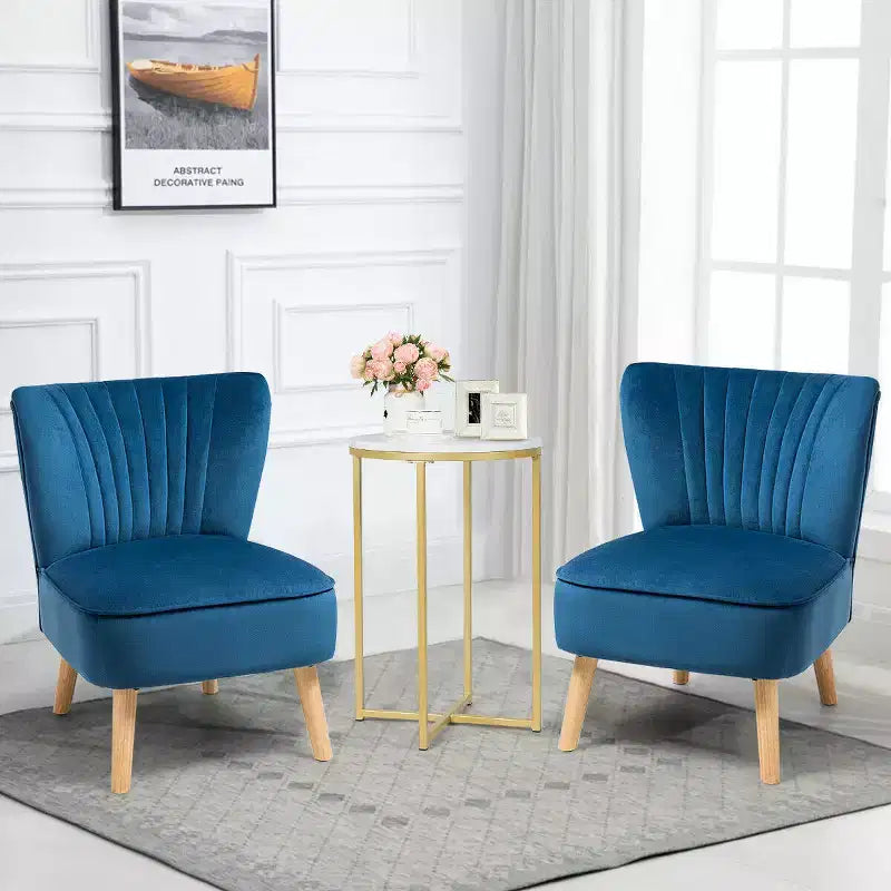 Costway Poltrona accent 2 pz Poltrona singola senza braccioli con gambe in legno