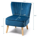 Costway Poltrona accent 2 pz Poltrona singola senza braccioli con gambe in legno