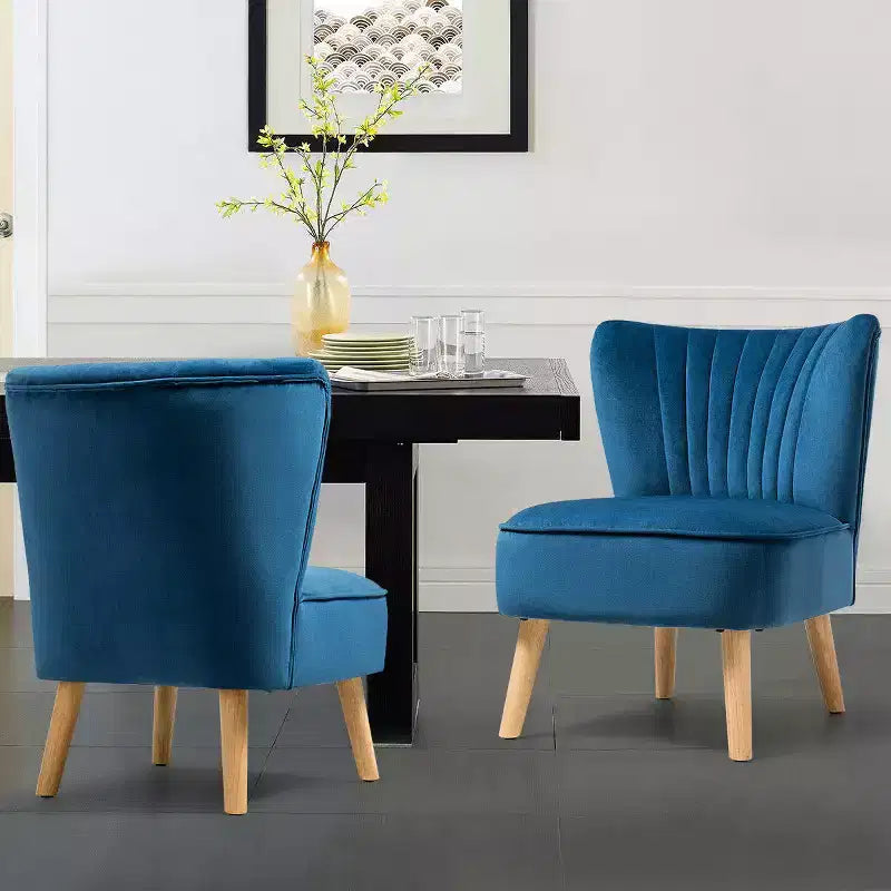 Costway Poltrona accent 2 pz Poltrona singola senza braccioli con gambe in legno