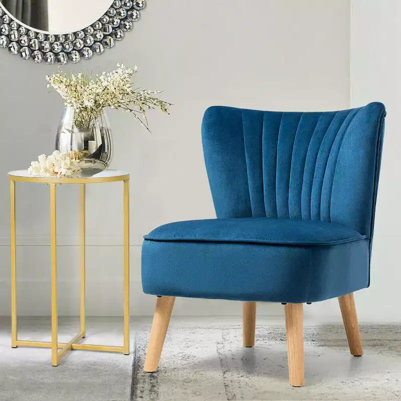 Costway Poltrona accent 2 pz Poltrona singola senza braccioli con gambe in legno