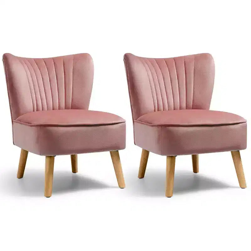 Costway Poltrona accent 2 pz Poltrona singola senza braccioli con gambe in legno