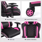Sedia da Gaming con Massaggio Costway, Sedia da Corsa Reclinabile con Supporto Lombare e Poggiatesta Bianco/Blu/Rosa/Rosso