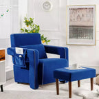Costway Poltrona Singola Moderna in Pile Berber con Pouf e Cuscino Lombare Rosso\Blu\Nero\Verde\Arancione