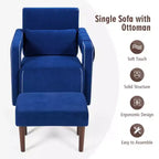 Costway Poltrona Singola Moderna in Pile Berber con Pouf e Cuscino Lombare Rosso\Blu\Nero\Verde\Arancione