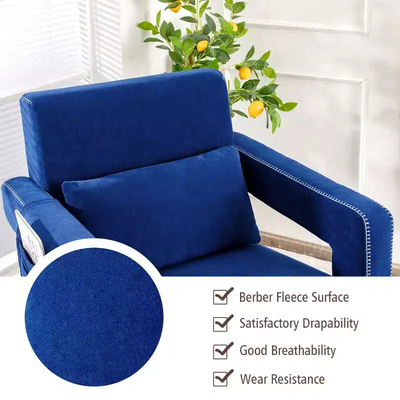 Costway Poltrona Singola Moderna in Pile Berber con Pouf e Cuscino Lombare Rosso\Blu\Nero\Verde\Arancione