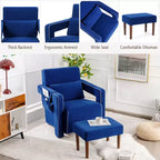 Costway Poltrona Singola Moderna in Pile Berber con Pouf e Cuscino Lombare Rosso\Blu\Nero\Verde\Arancione