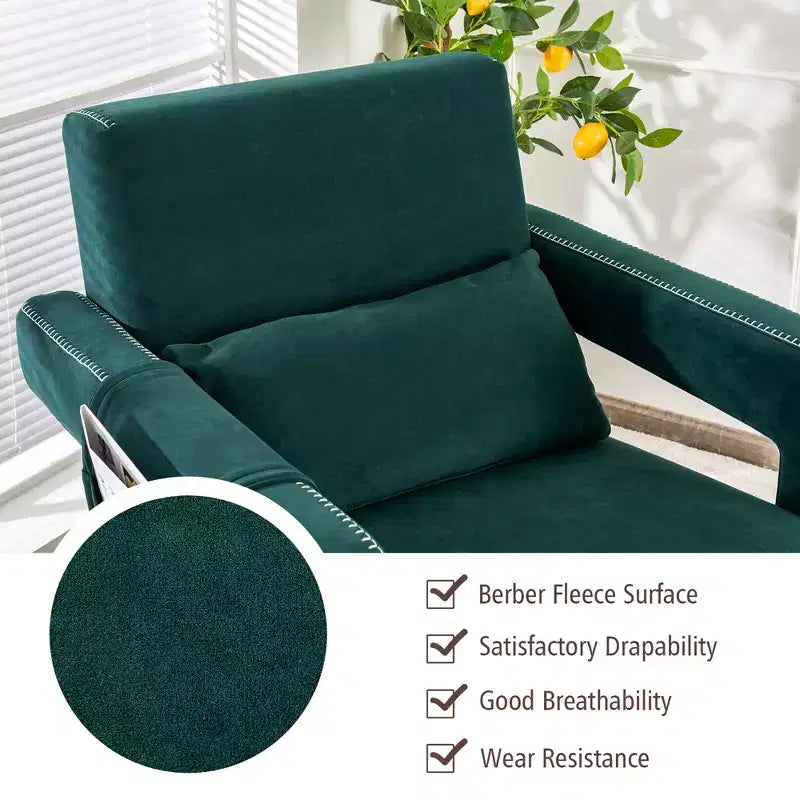 Costway Poltrona Singola Moderna in Pile Berber con Pouf e Cuscino Lombare Rosso\Blu\Nero\Verde\Arancione