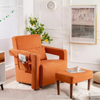 Costway Poltrona Singola Moderna in Pile Berber con Pouf e Cuscino Lombare Rosso\Blu\Nero\Verde\Arancione