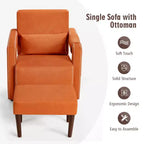 Costway Poltrona Singola Moderna in Pile Berber con Pouf e Cuscino Lombare Rosso\Blu\Nero\Verde\Arancione
