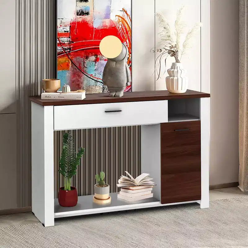 Costway Tavolo Consolle Divano da 48'' con Cassetto, Mobile da Ingresso Regolabile in Altezza