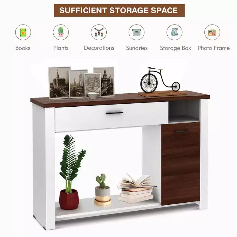 Costway Tavolo Consolle Divano da 48'' con Cassetto, Mobile da Ingresso Regolabile in Altezza