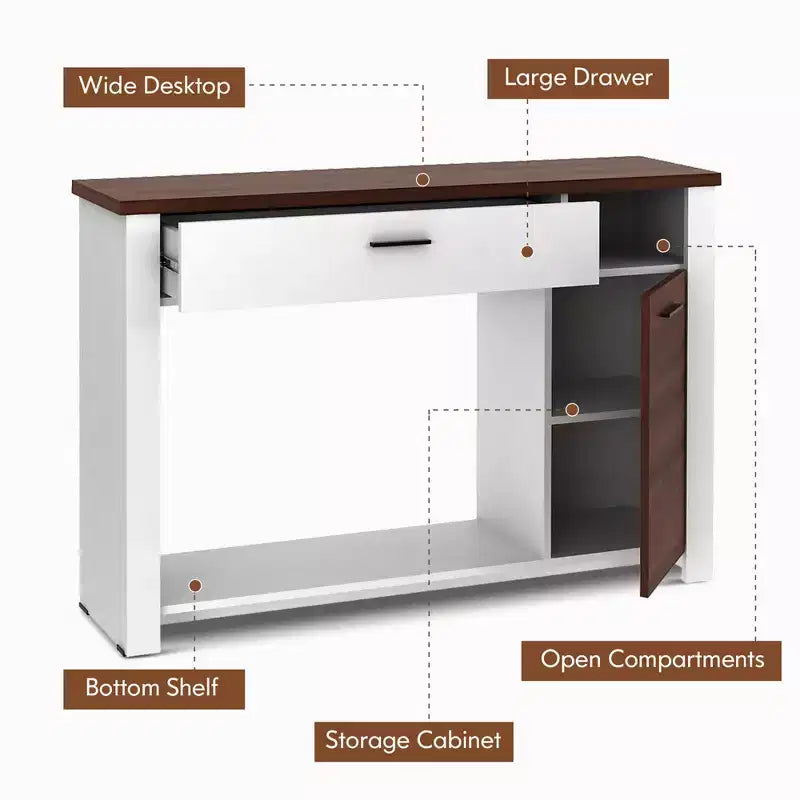 Costway Tavolo Consolle Divano da 48'' con Cassetto, Mobile da Ingresso Regolabile in Altezza