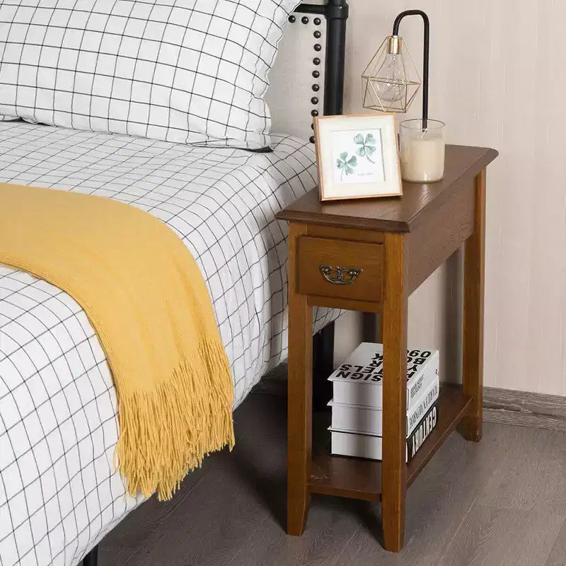Tavolino Costway da Divano Letto Comodino Stretto con Cassetto