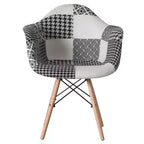 Poltrona Fabulaxe in Stile Mid-Century Moderno con Rivestimento in Tessuto e Gambe in Legno di Faggio
