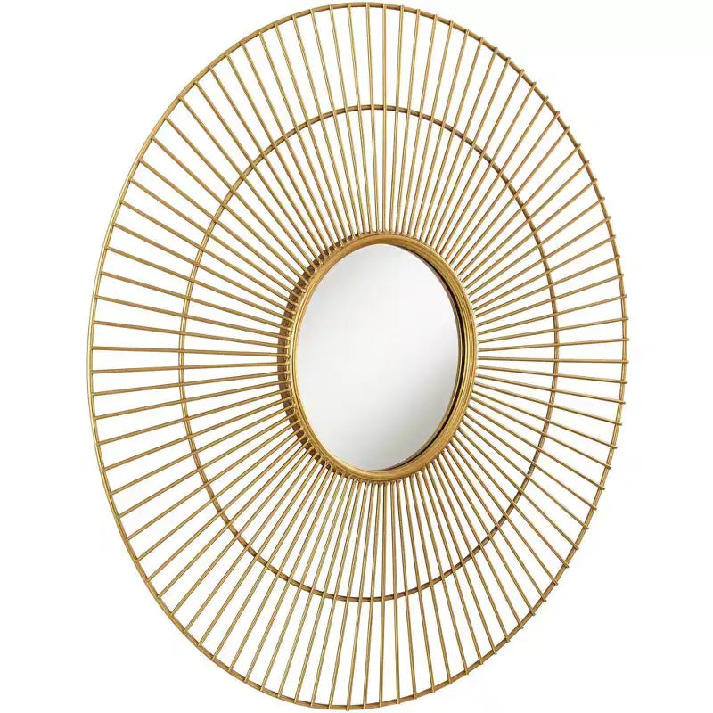 Newhill Designs Specchio Decorativo da Parete Rotondo Conelli Moderno con Cornice in Metallo Foglia Oro Caldo 33 3/4 L per Bagno Camera da Letto Soggiorno Ufficio