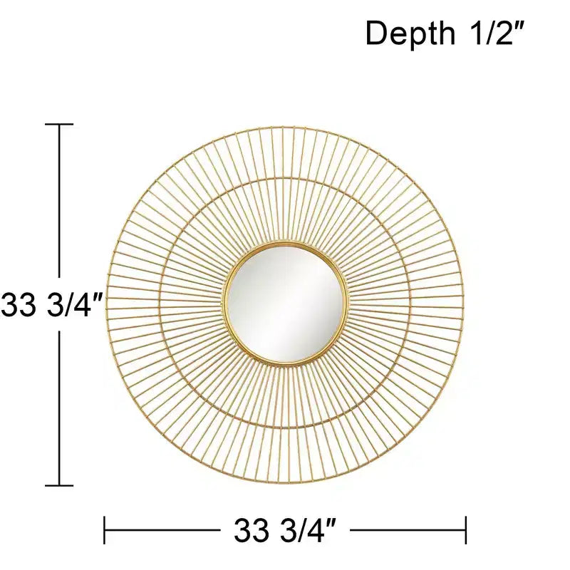 Newhill Designs Specchio Decorativo da Parete Rotondo Conelli Moderno con Cornice in Metallo Foglia Oro Caldo 33 3/4 L per Bagno Camera da Letto Soggiorno Ufficio
