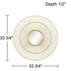 Newhill Designs Specchio Decorativo da Parete Rotondo Conelli Moderno con Cornice in Metallo Foglia Oro Caldo 33 3/4 L per Bagno Camera da Letto Soggiorno Ufficio