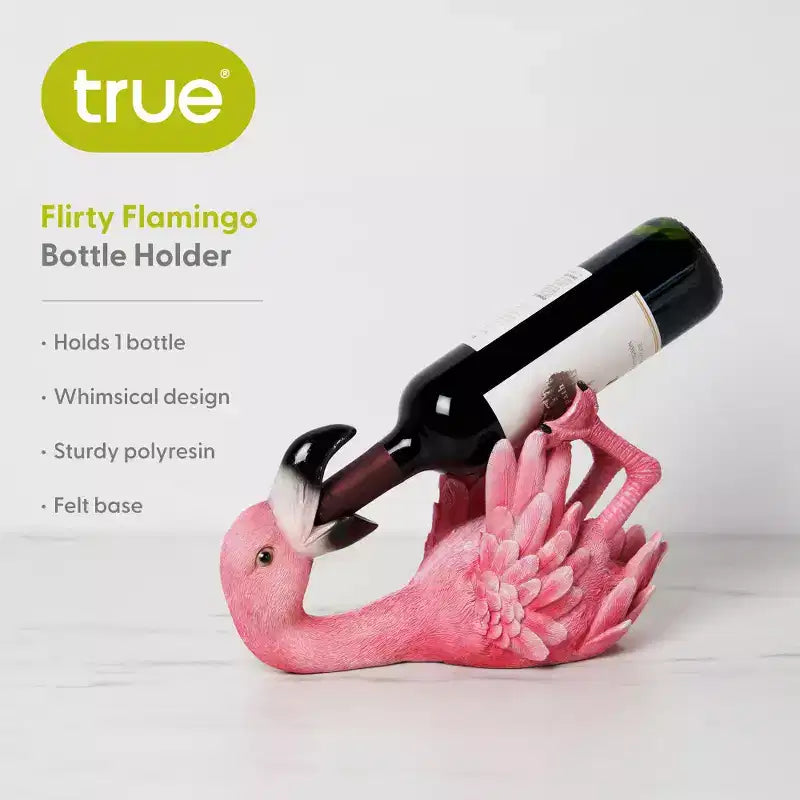 Portabottiglie in poliresina a forma di fenicottero, supporto per bottiglie di vino a forma di uccello rosa, portabottiglie a forma di animale, decorazione da cucina, regali per bar, contiene 1 bottiglia di vino standard, set da 1