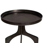 Tavolino rotondo accentato in alluminio bronzo industriale Uttermost, 40 cm di larghezza, gambe curve marroni per soggiorno, camera da letto, comodino, ingresso