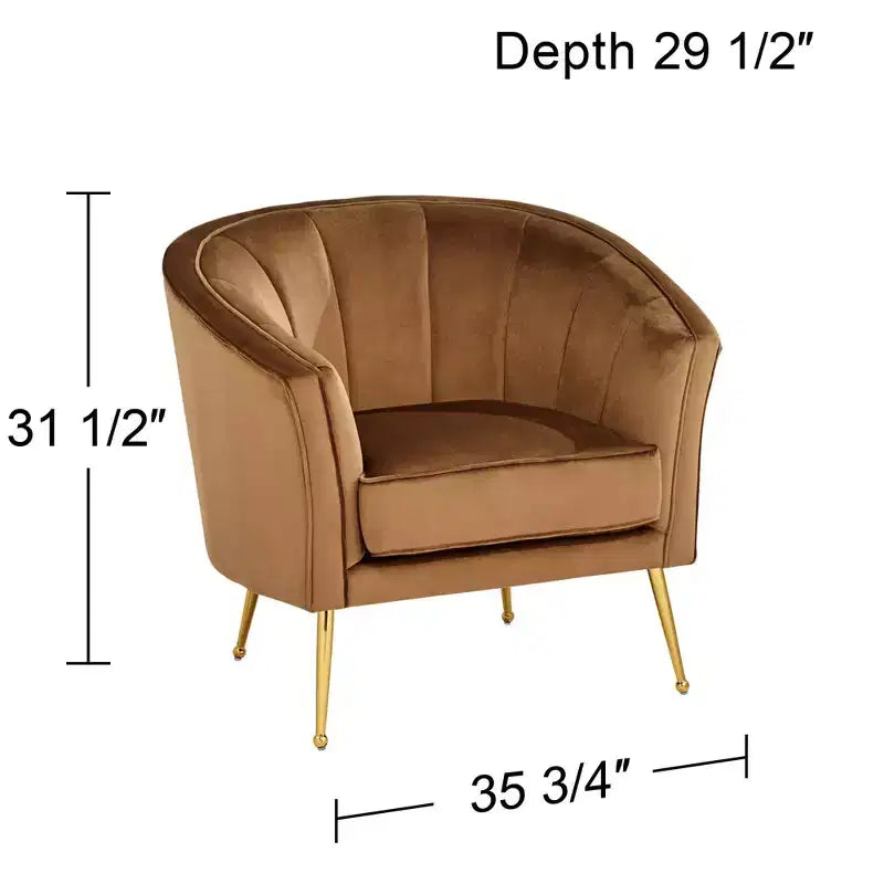 Poltrona capitonné in velluto marrone 55 Downing Street 55 Downing Leighton larga 35 3/4