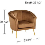 Poltrona capitonné in velluto marrone 55 Downing Street 55 Downing Leighton larga 35 3/4